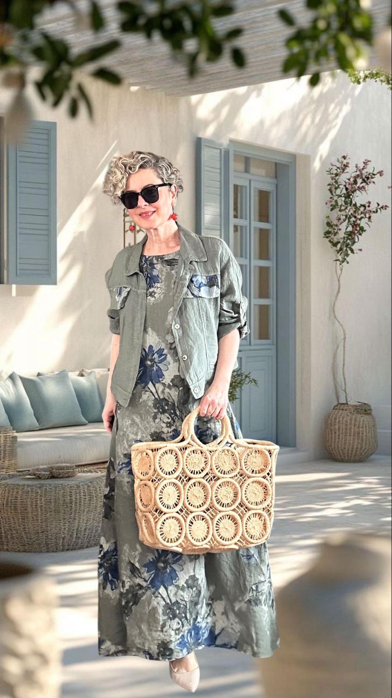 Mikka Linen Two Piece Set, Italian Sleeveless Dress and Blazer, Minimal Boho Summer Outfit