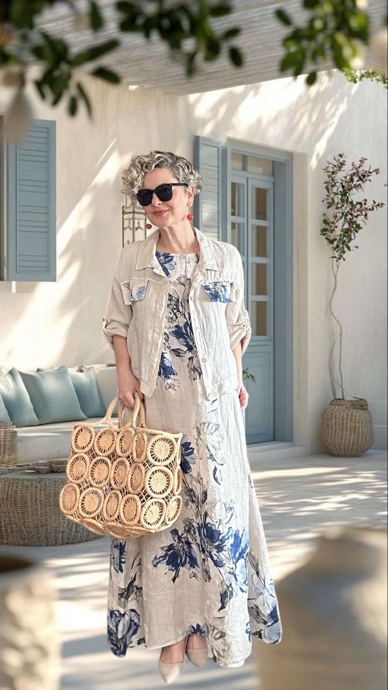 Mikka Linen Two Piece Set, Italian Sleeveless Dress and Blazer, Minimal Boho Summer Outfit