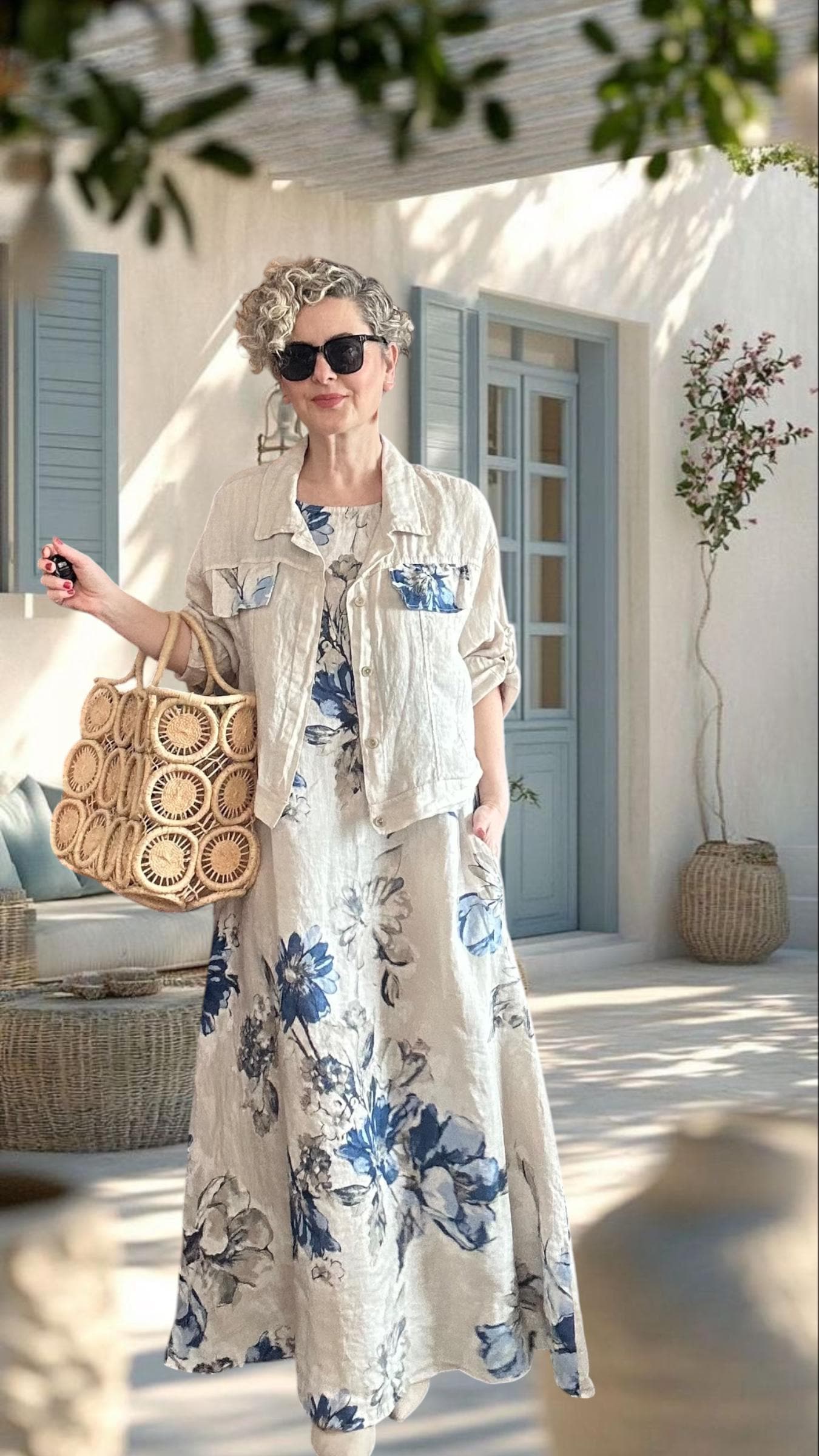 Mikka Linen Two Piece Set, Italian Sleeveless Dress and Blazer, Minimal Boho Summer Outfit