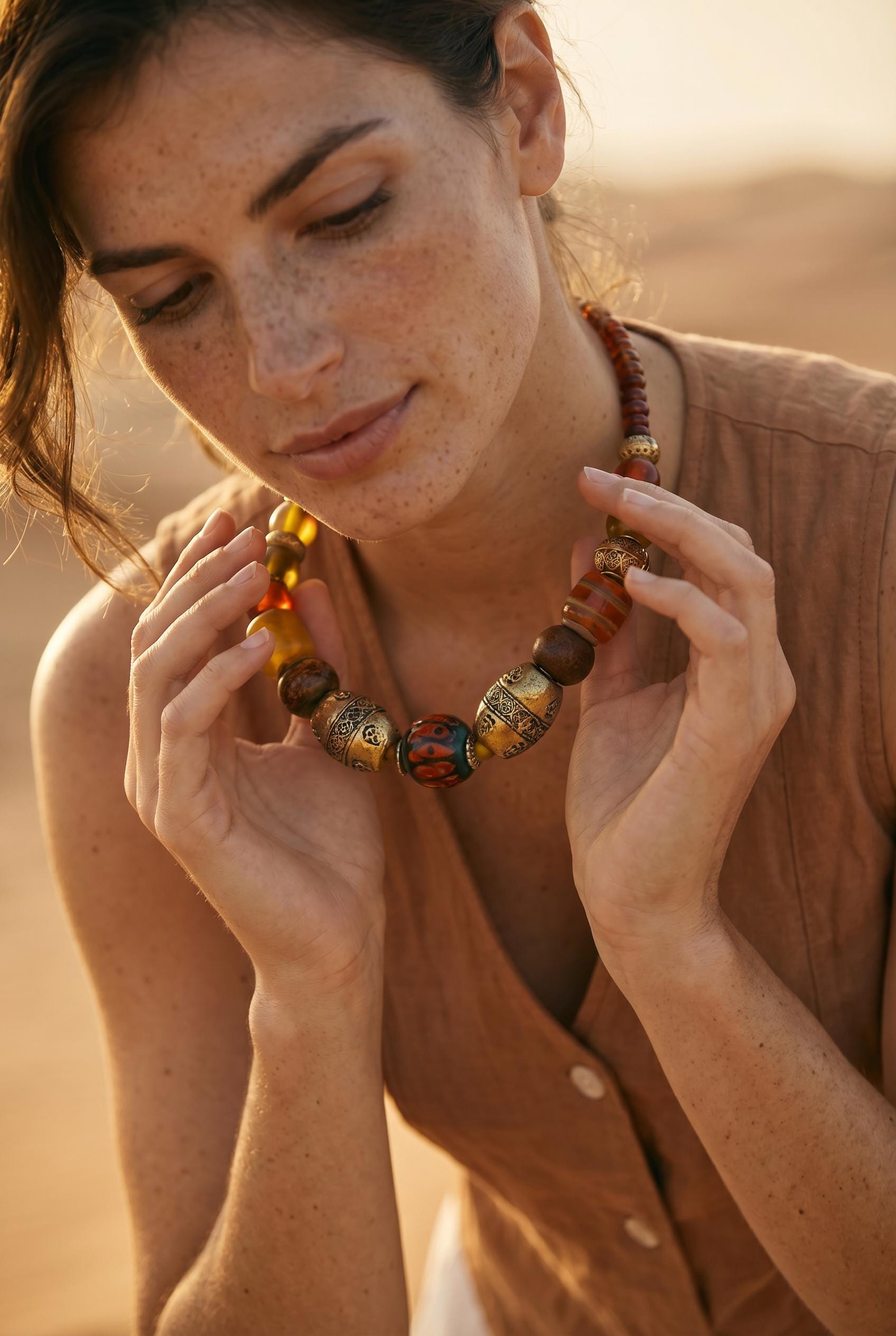 Handmade Bohemian Glass Ethnic Necklace | Artisan India Beads Statement Jewelry
