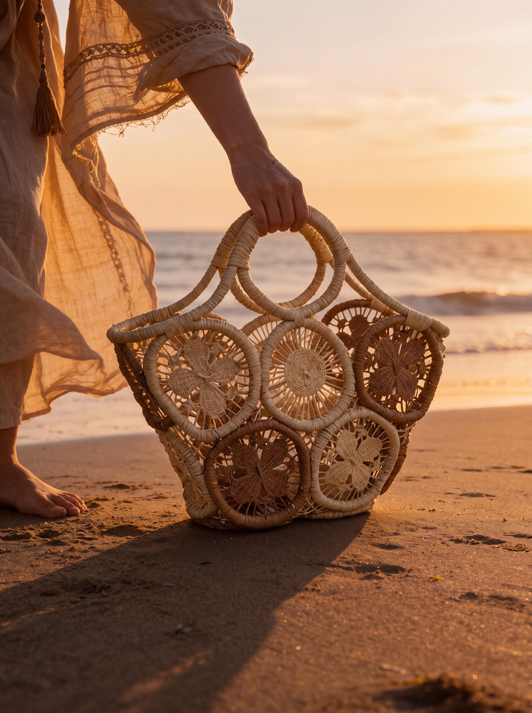 Hand Crocheted Raffia Floral Tote Bag, Boho Summer Beach Shopper
