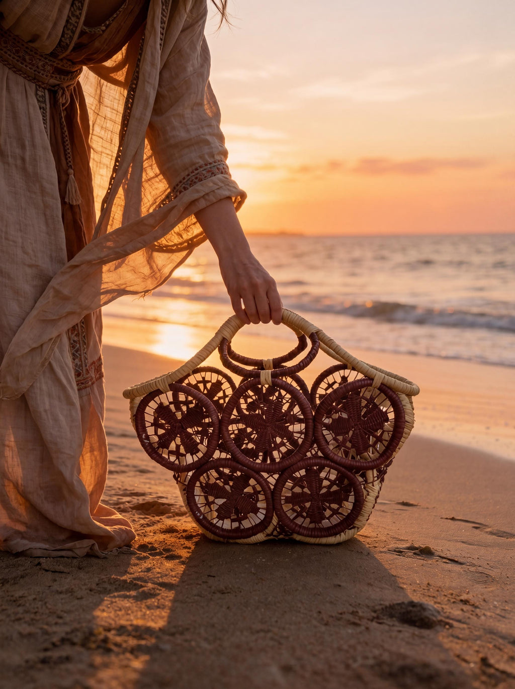 Hand Crocheted Raffia Floral Tote Bag, Boho Summer Beach Shopper