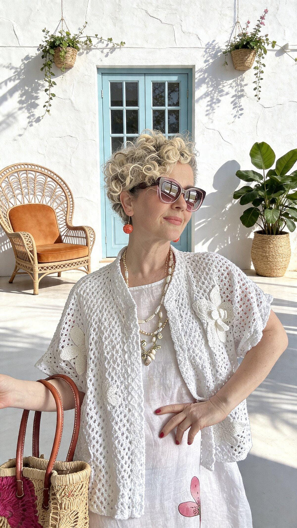 Italian Linen Maxi Dress Set, Cotton Knit Cardigan, Boho Summer Outfit