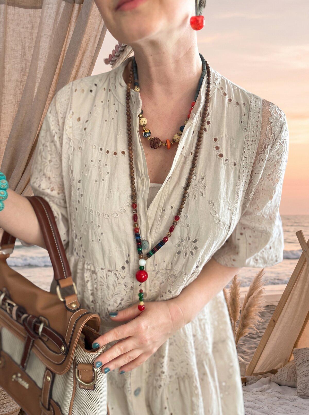 Italian Embroidered Shirt Dress Beige
