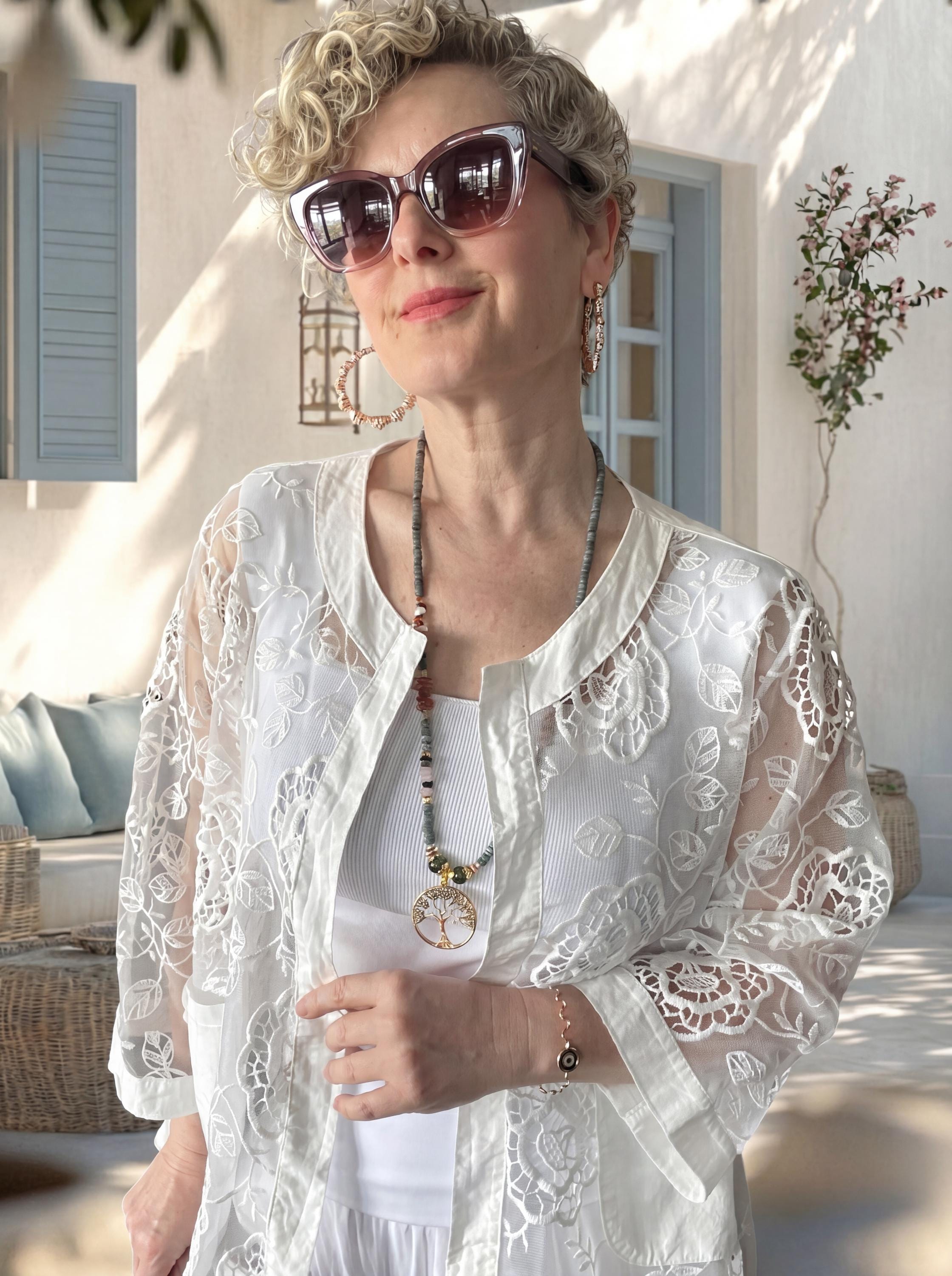 Lunna Italian Lace Embroidered Jacket Indigo, Oversized Cotton Boho Jacket, Chic Lightweight Summer Layer