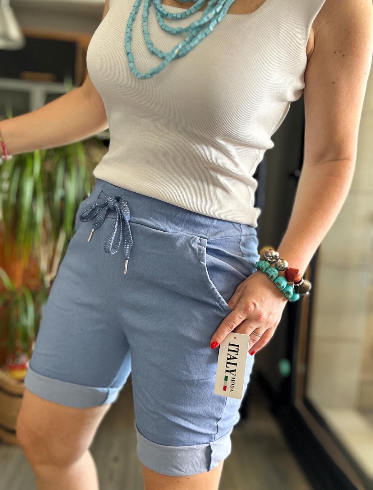 Italian Magic Stretch Pull-On Shorts, Elastic Waist Summer Lagenlook Pants
